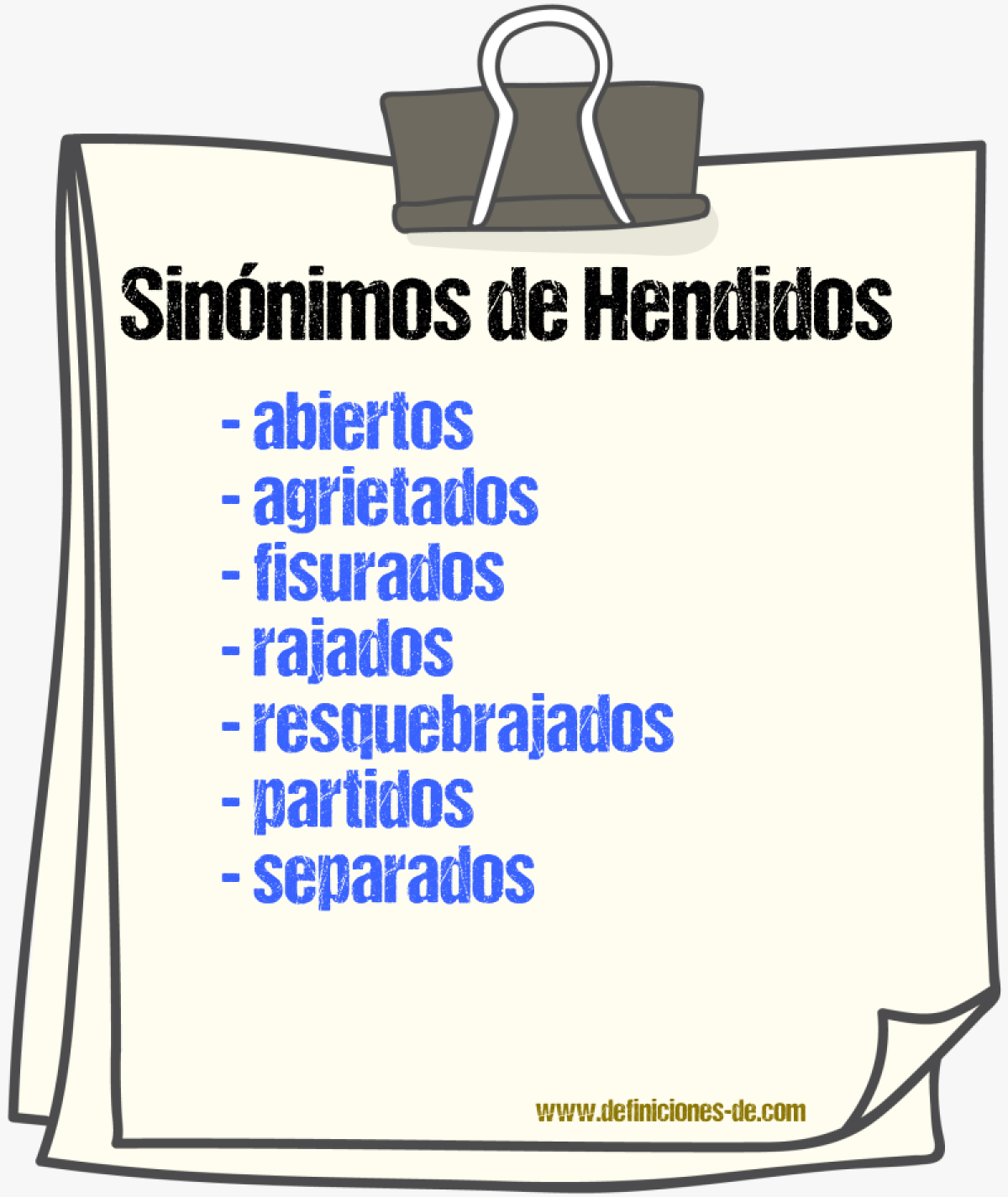 Sinónimos de hendidos