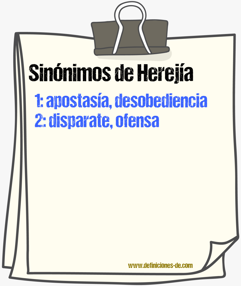 Sinnimos de hereja