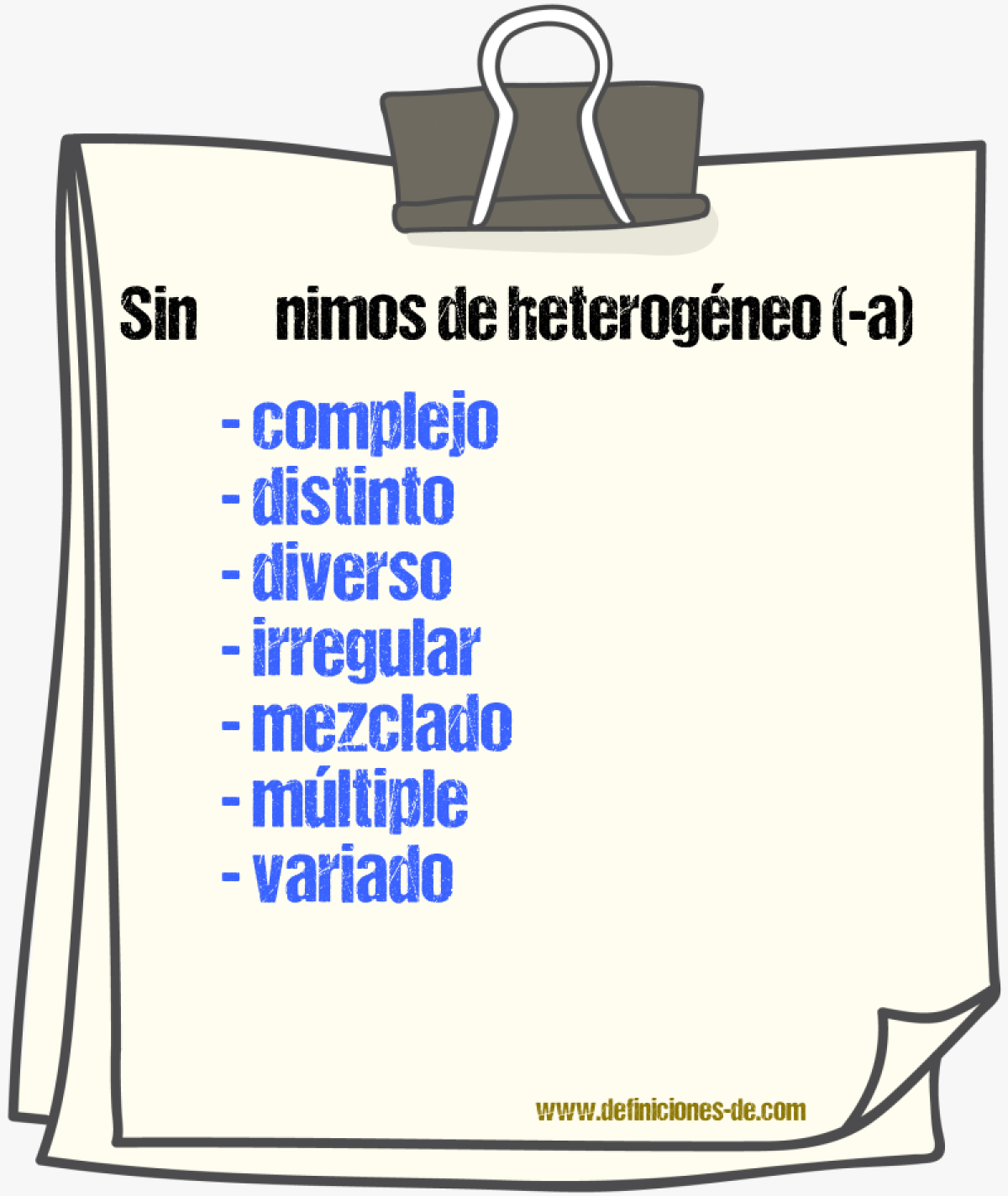 Sinónimos de heterogéneo