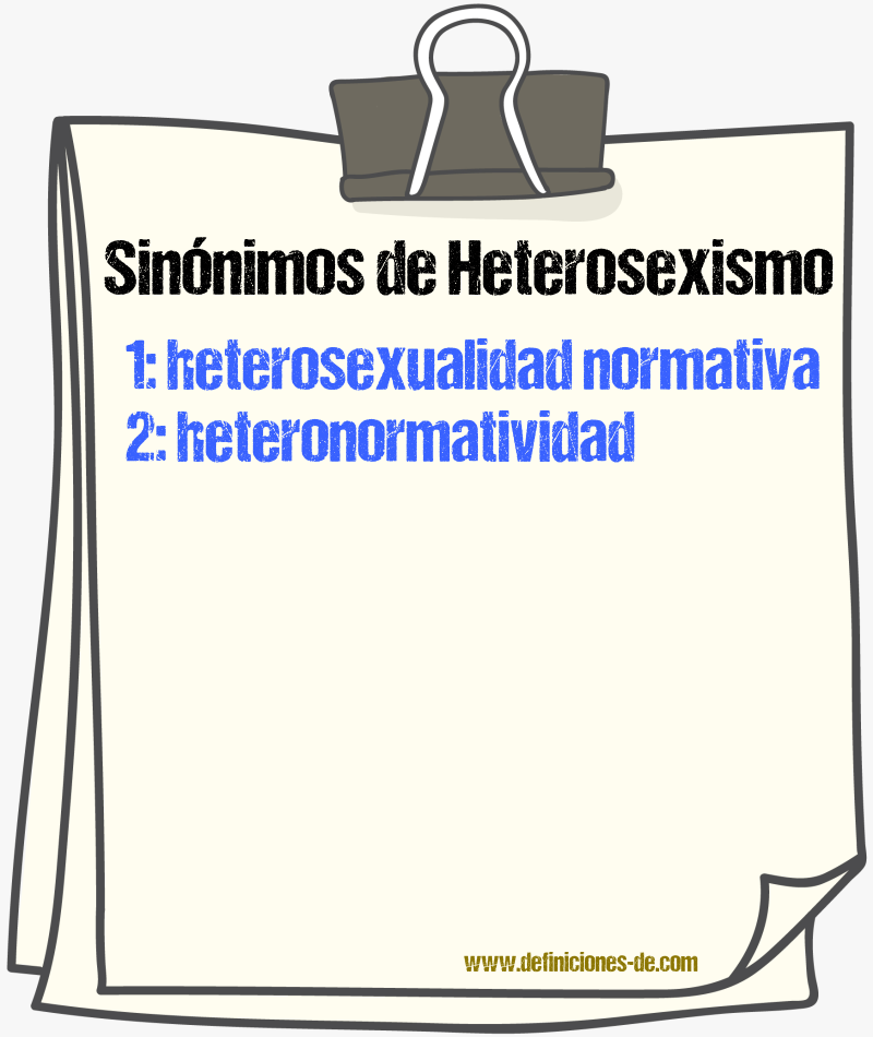 Sinónimos de heterosexismo
