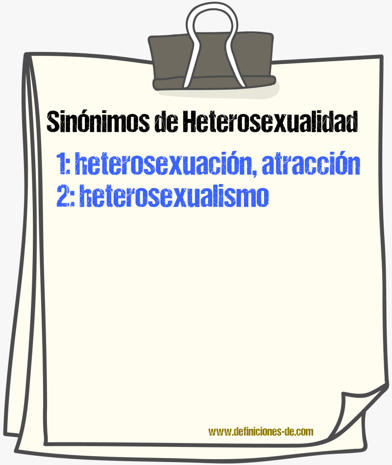 Sinónimos de heterosexualidad