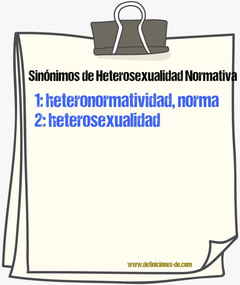 Sinónimos de heterosexualidad normativa