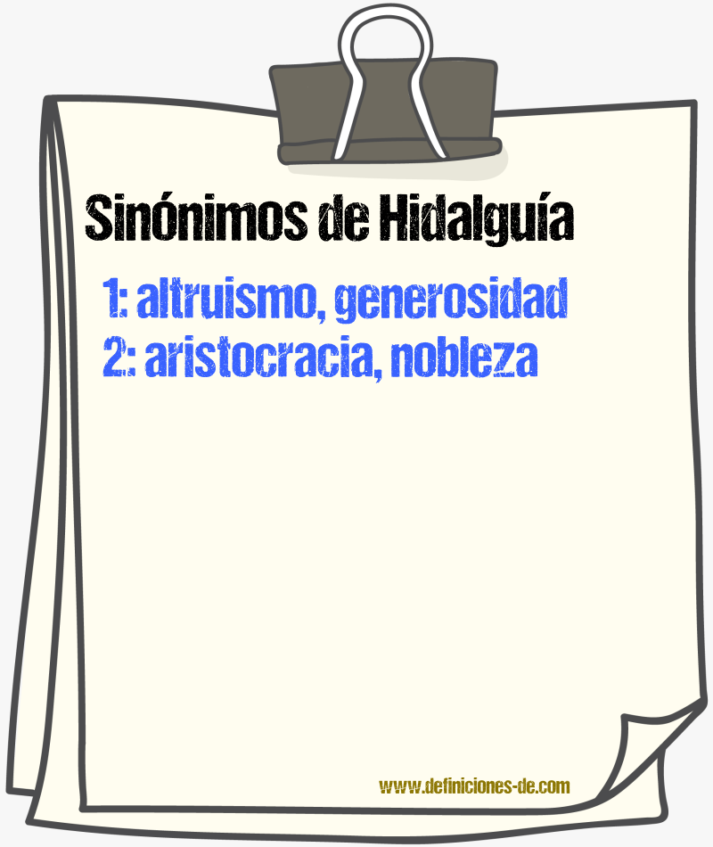 Sinnimos de hidalgua