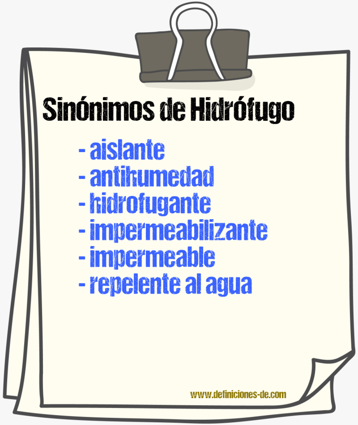 Sinnimos de hidrfugo