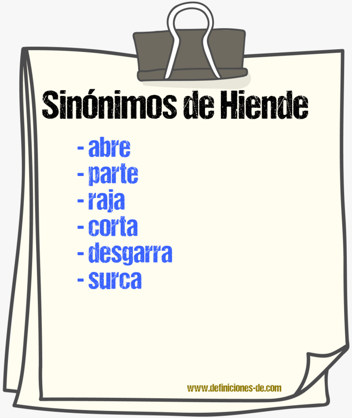 Sinónimos de hiende