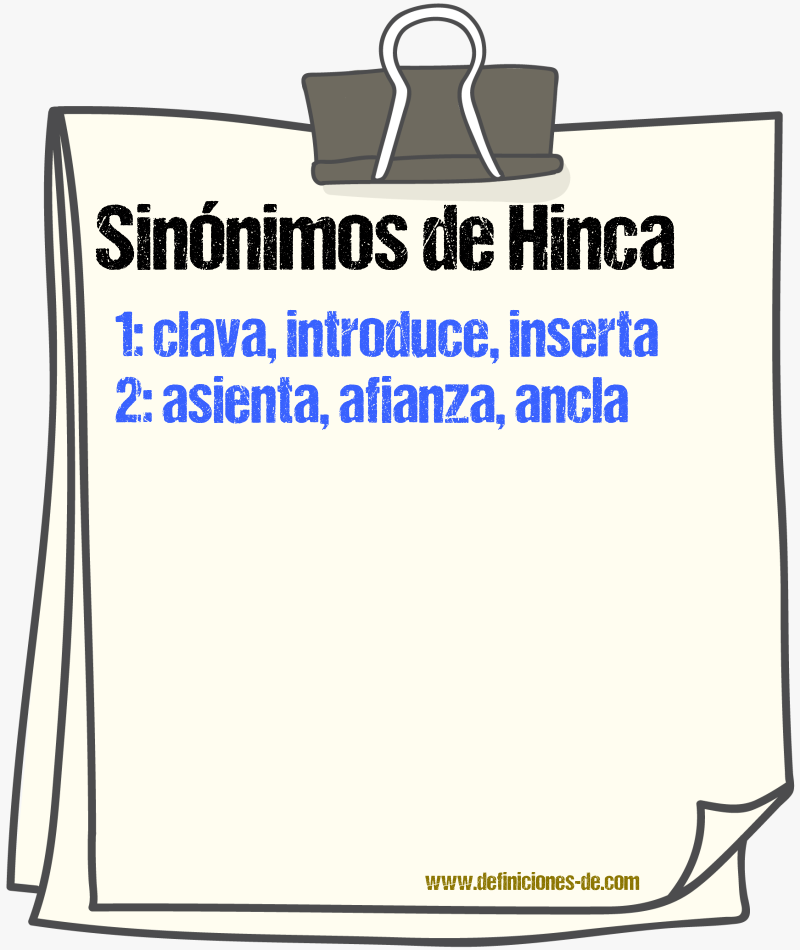 Sinónimos de hinca
