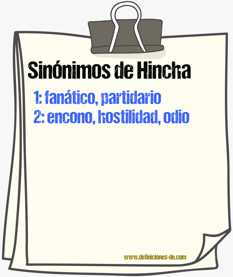 Sinnimos de hincha