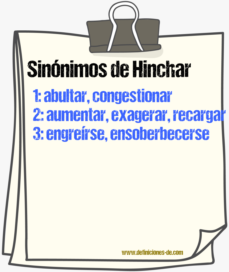 Sinnimos de hinchar