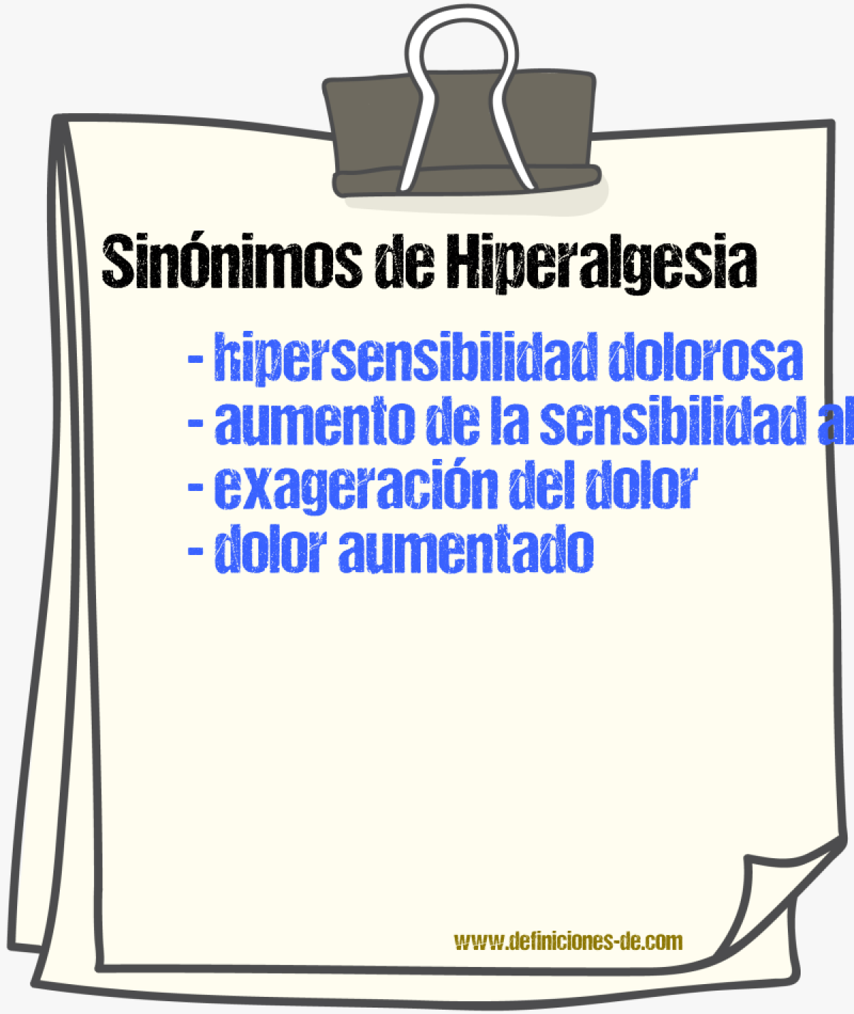 Sinónimos de hiperalgesia