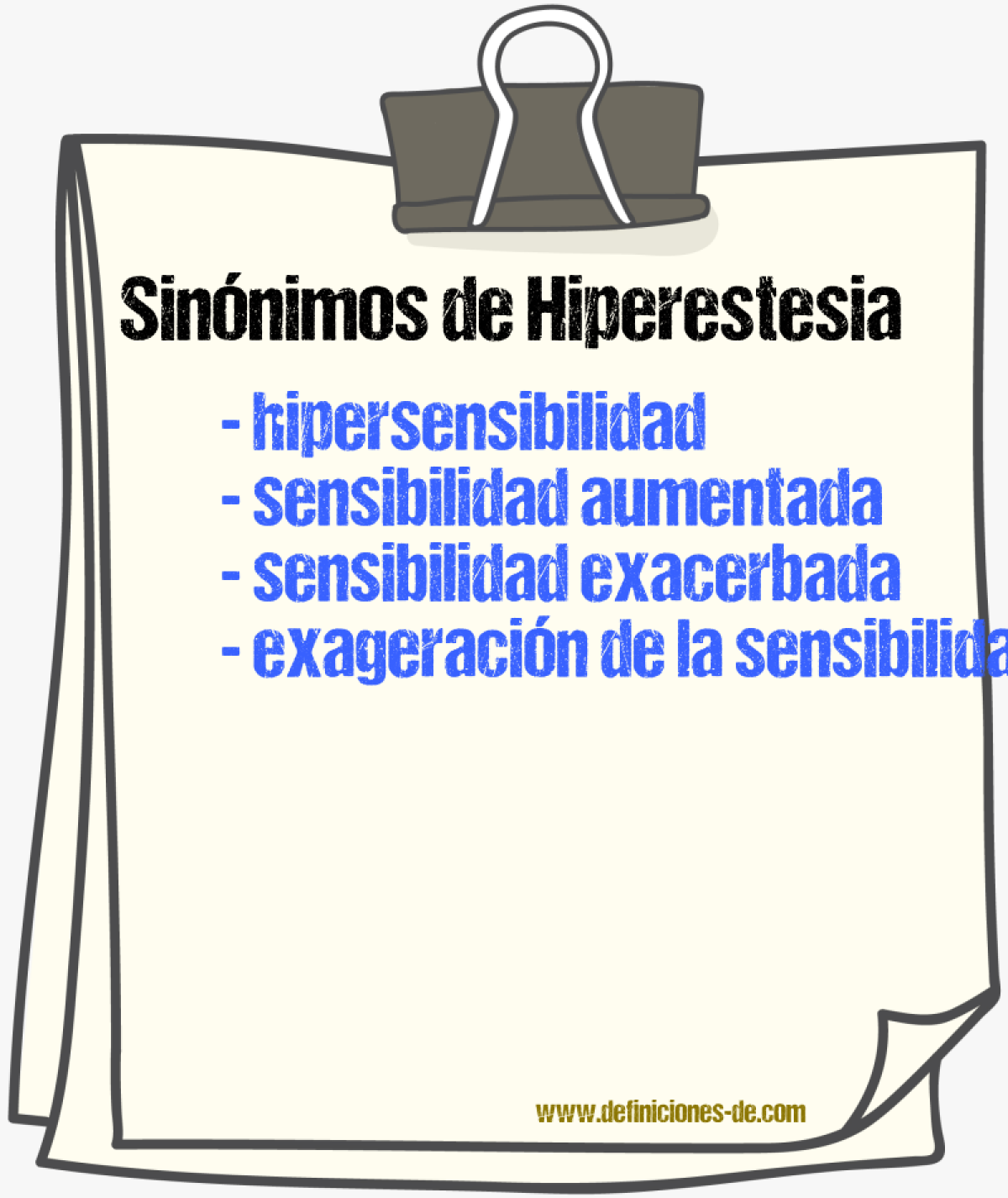 Sinónimos de hiperestesia