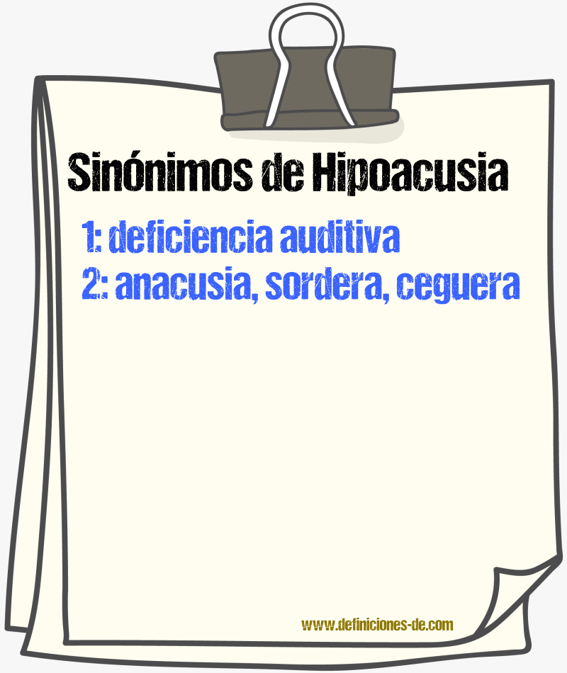 Sinónimos de hipoacusia