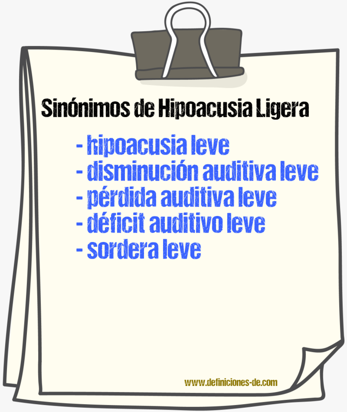 Sinónimos de hipoacusia ligera