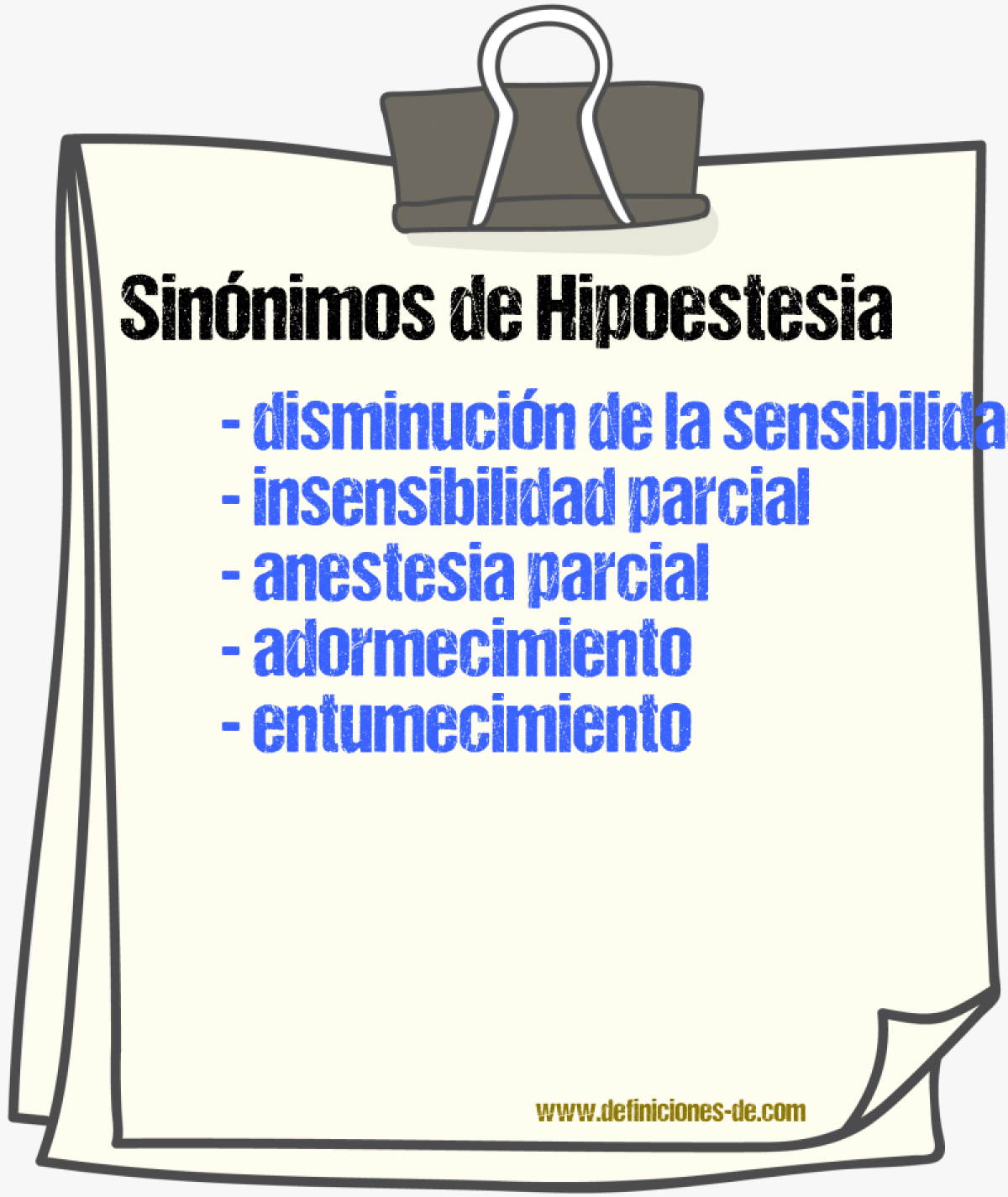 Sinónimos de hipoestesia