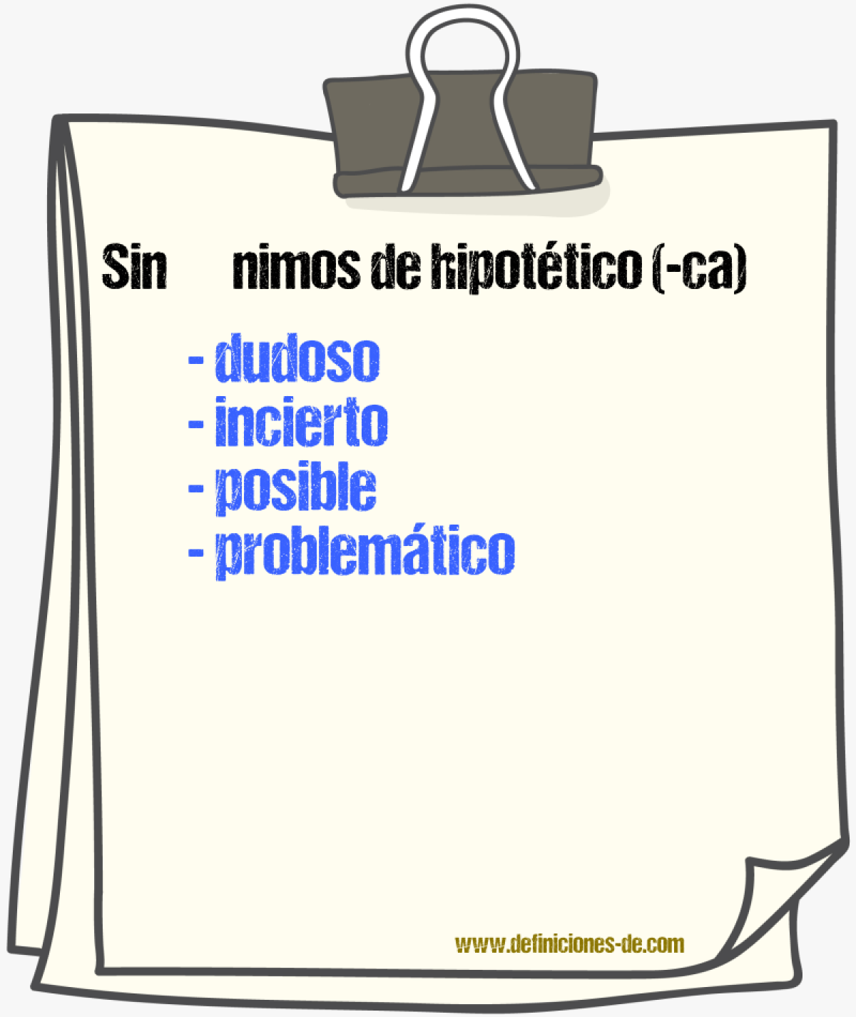 Sinnimos de hipottico