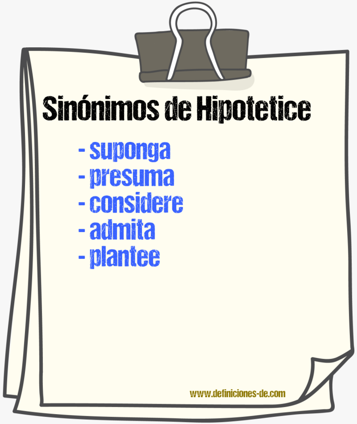 Sinónimos de hipotetice