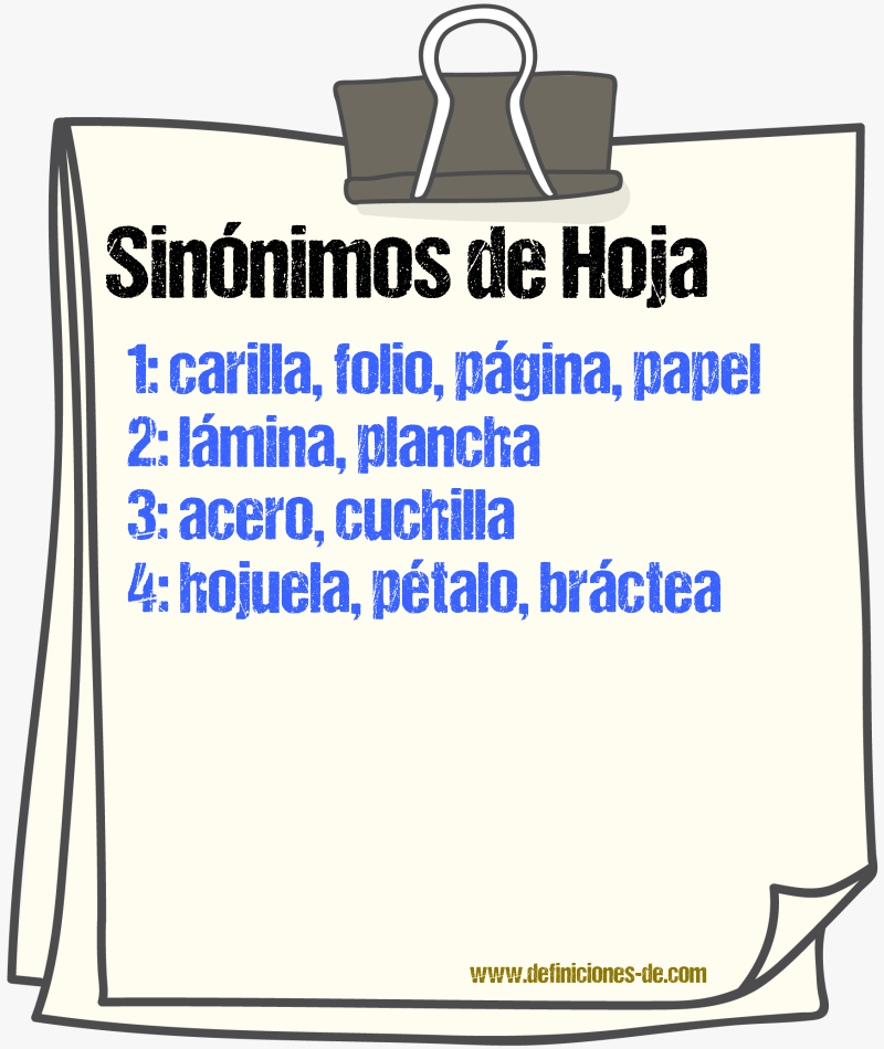 Sinnimos de hoja