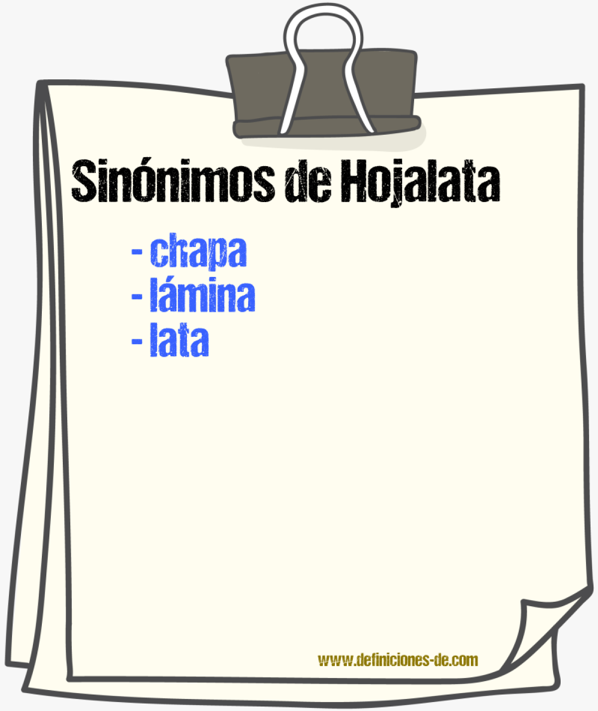 Sinnimos de hojalata