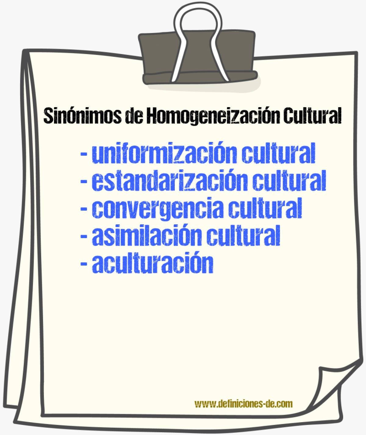 Sinónimos de homogeneización cultural