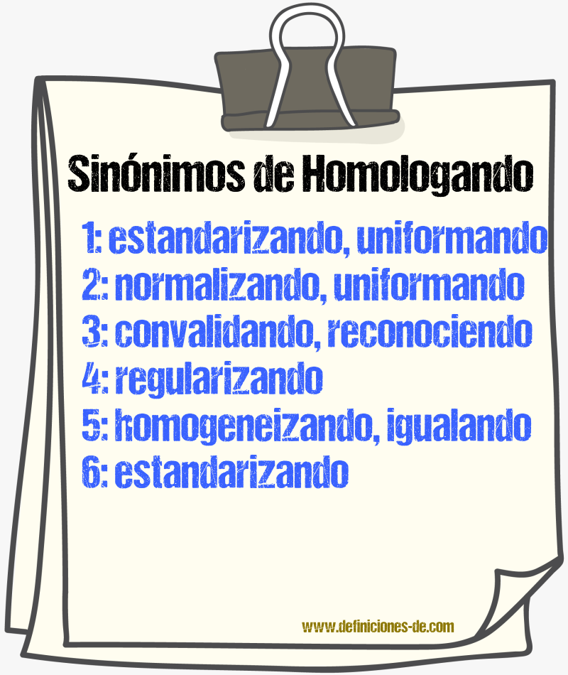 Sinónimos de homologando
