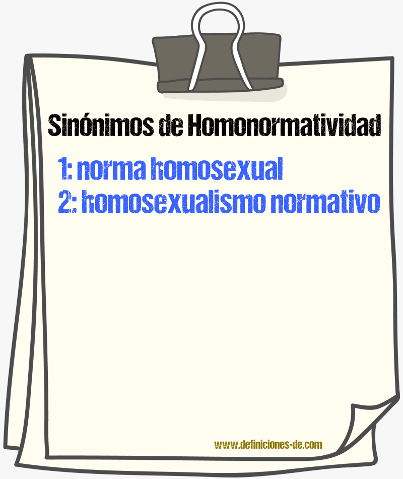Sinónimos de homonormatividad