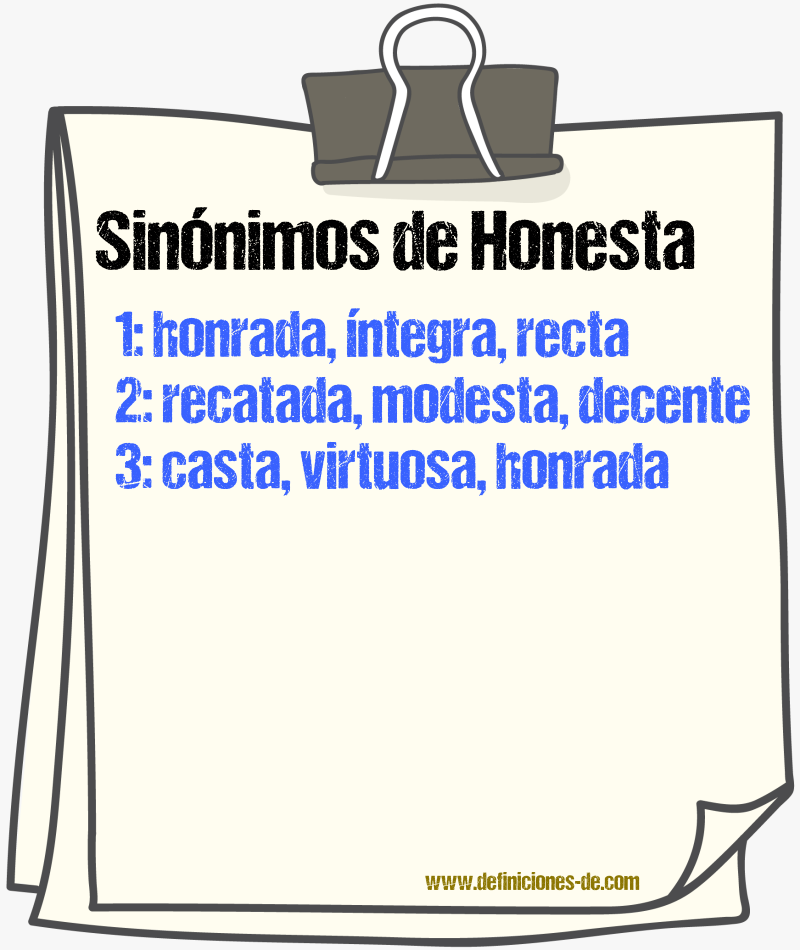 Sinónimos de honesta