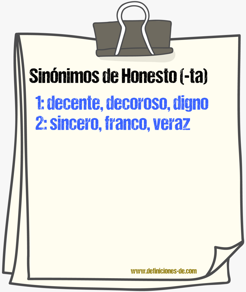 Sinnimos de honesto