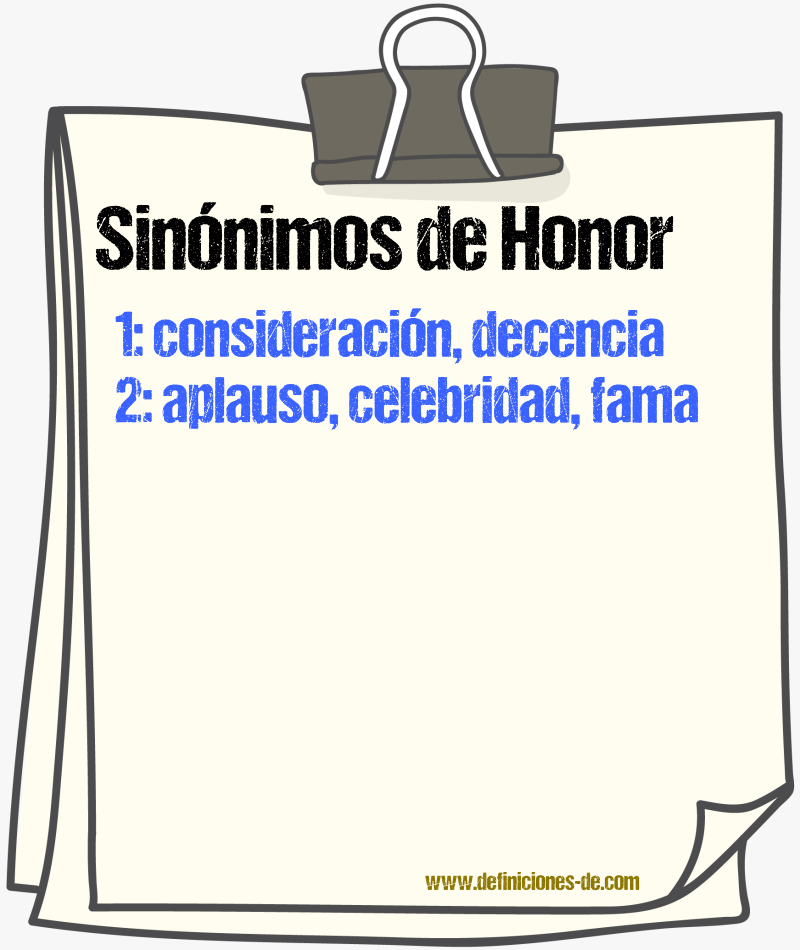 Sinnimos de honor