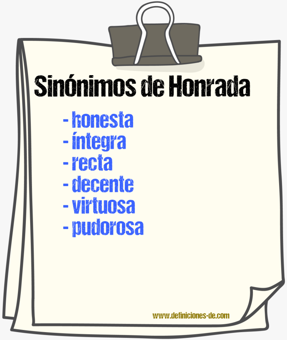 Sinónimos de honrada