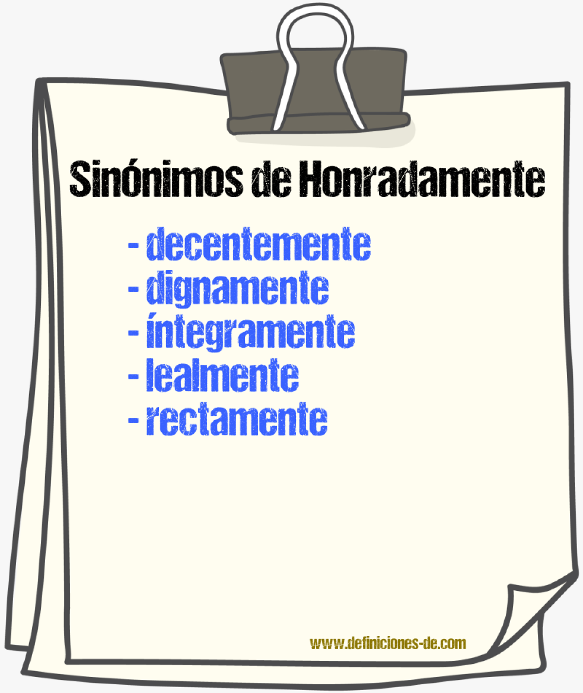 Sinnimos de honradamente