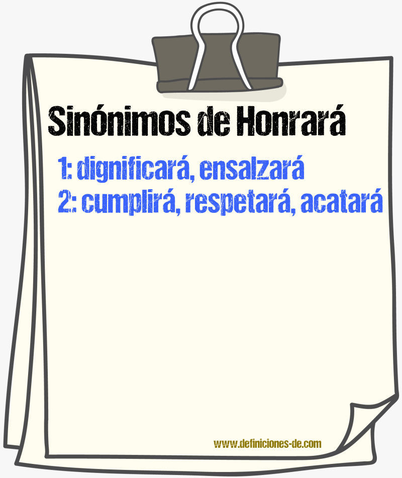 Sinónimos de honrará