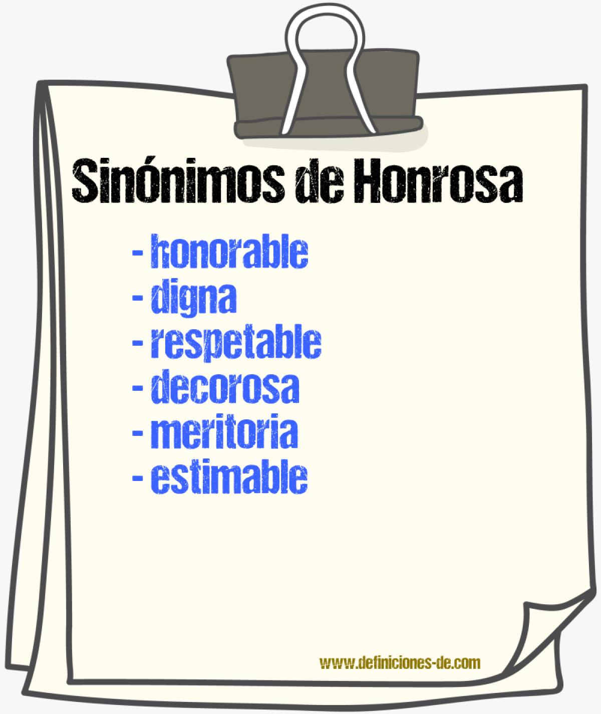 Sinónimos de honrosa