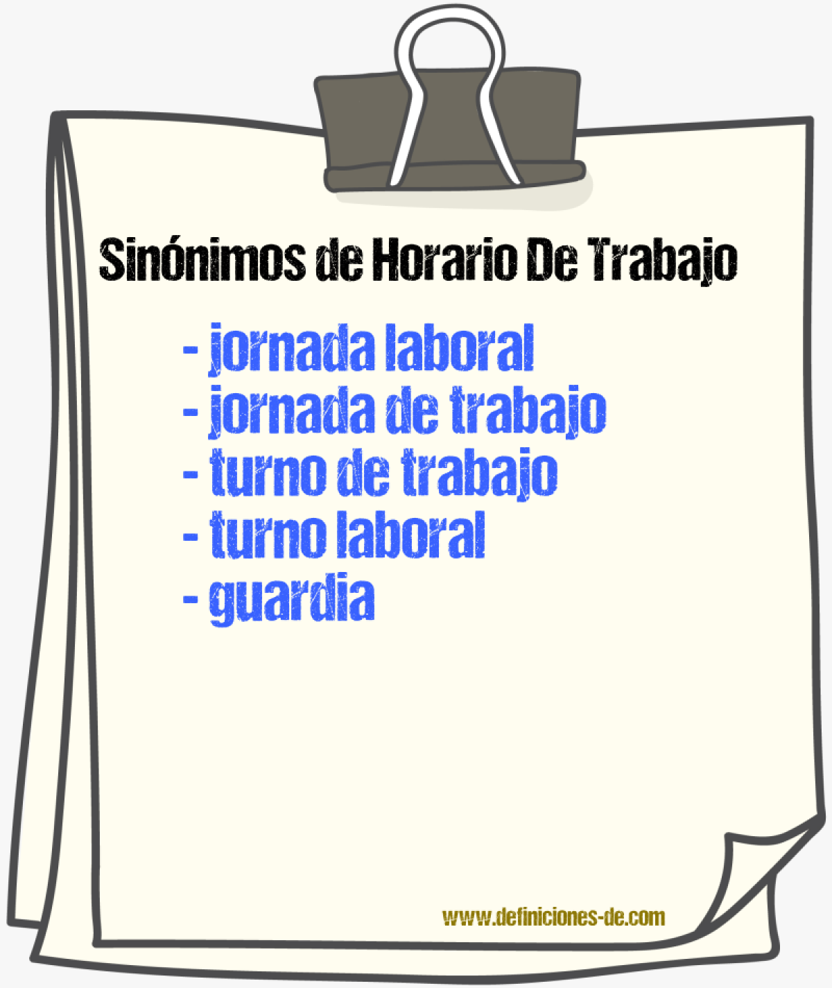 Sinónimos de horario de trabajo