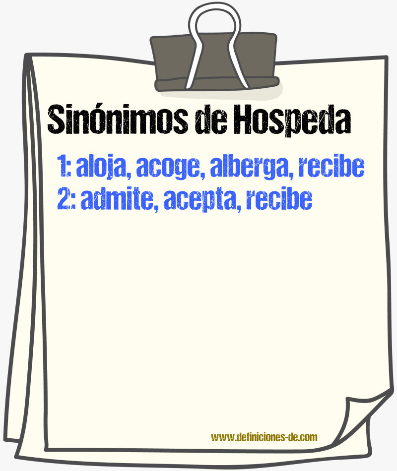Sinónimos de hospeda