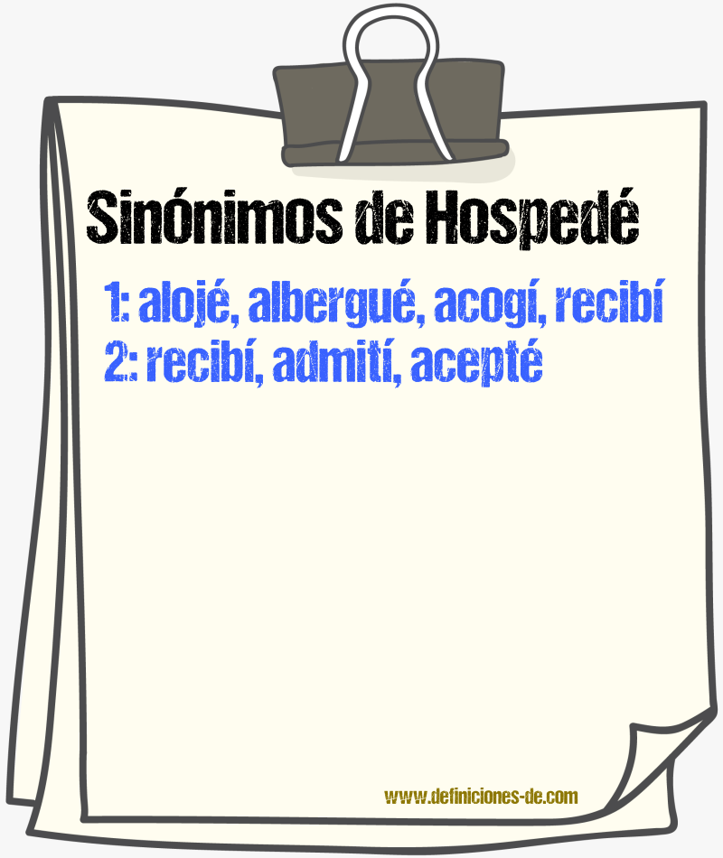 Sinónimos de hospedé