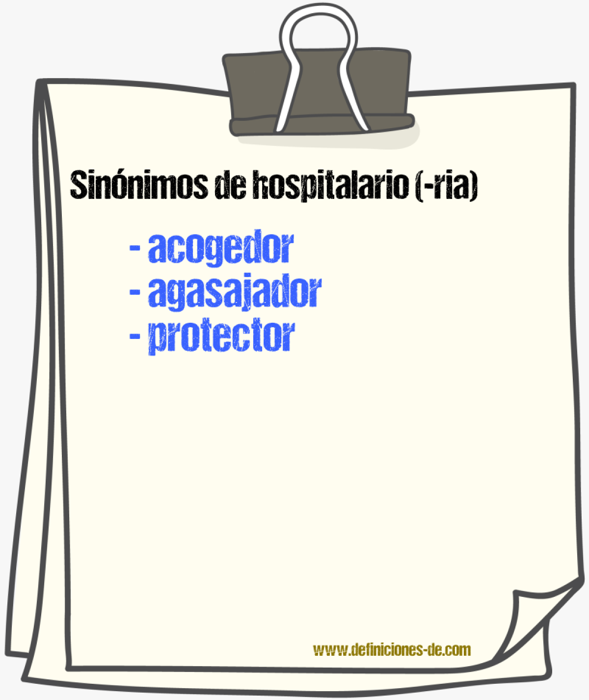 Sinnimos de hospitalario