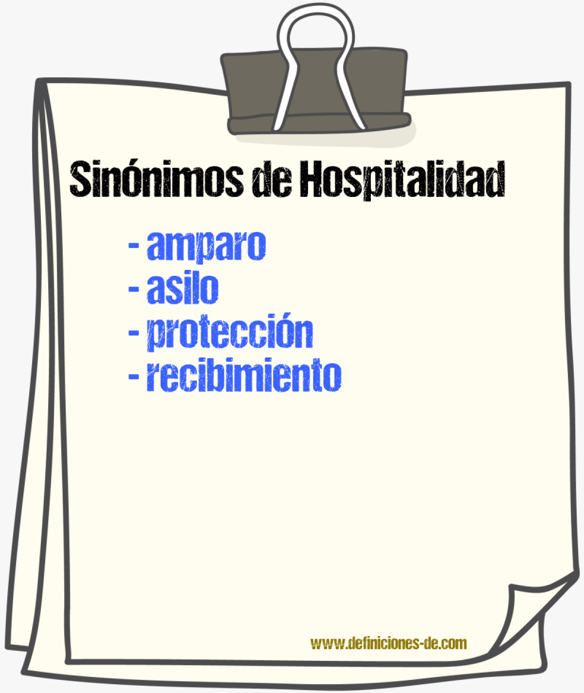 Sinnimos de hospitalidad