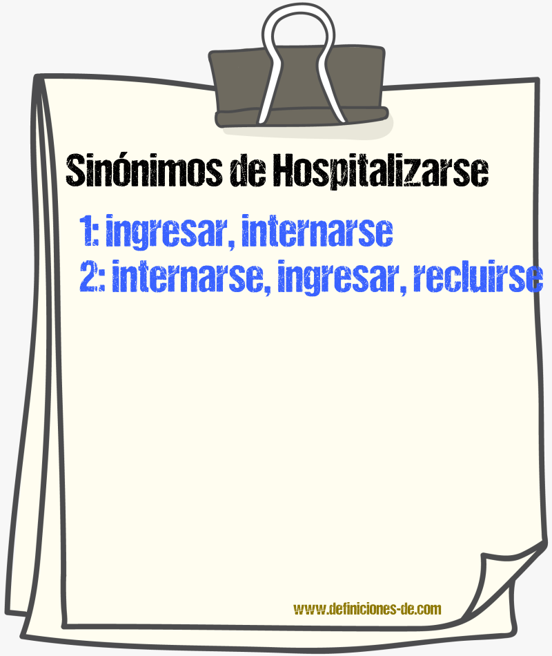 Sinónimos de hospitalizarse