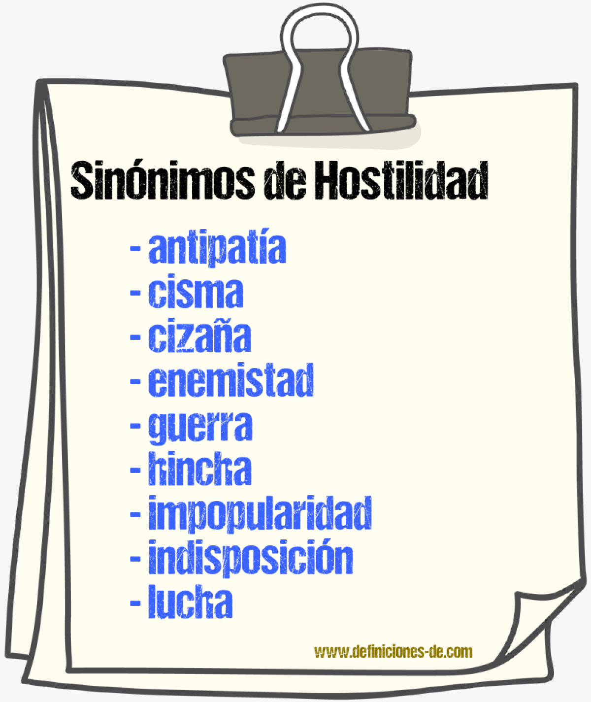 Sinnimos de hostilidad