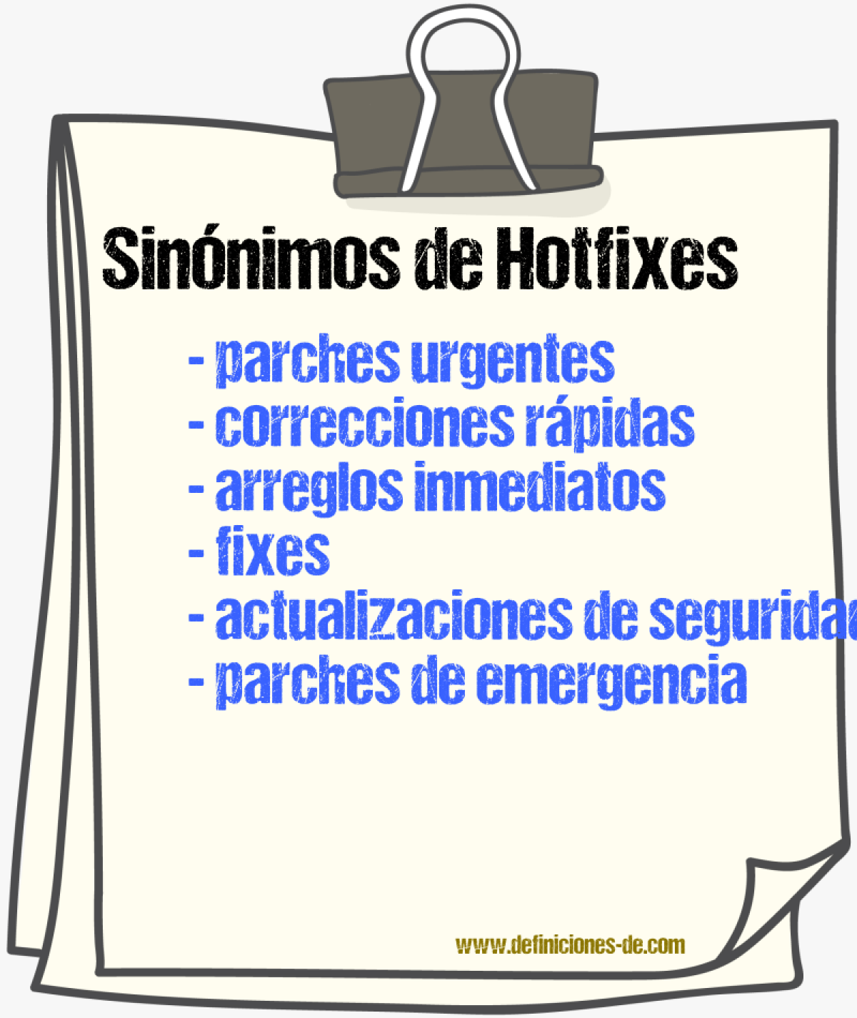 Sinónimos de hotfixes