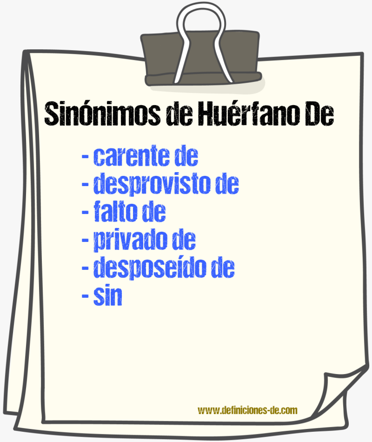 Sinónimos de huérfano de