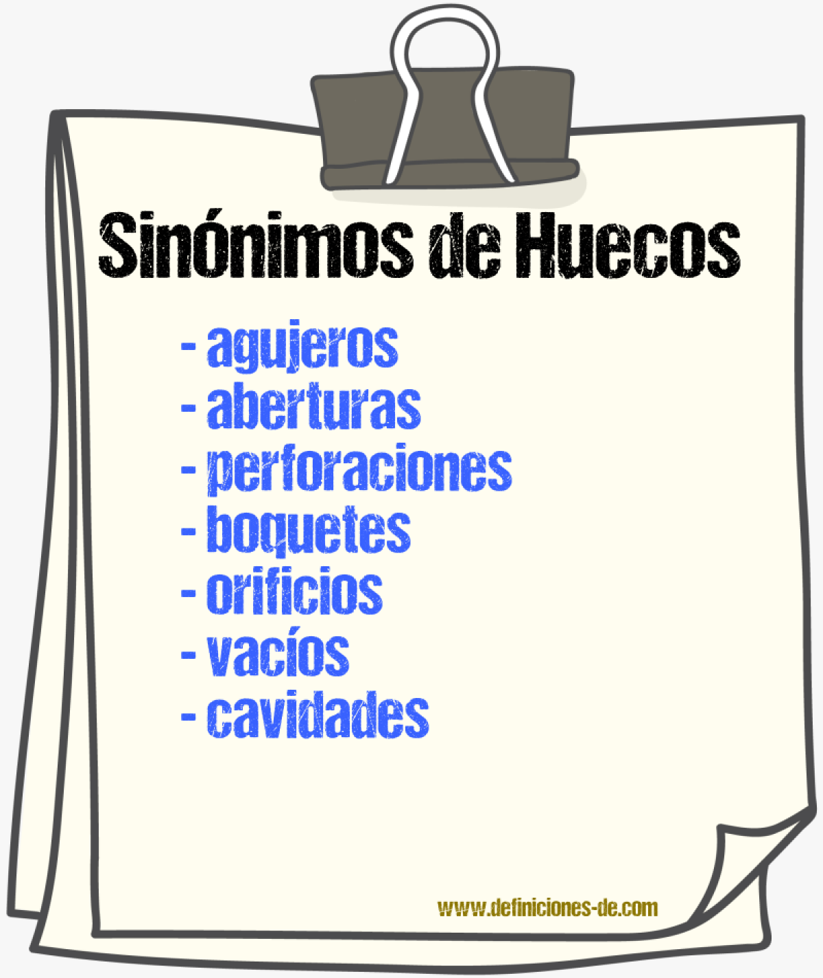Sinónimos de huecos