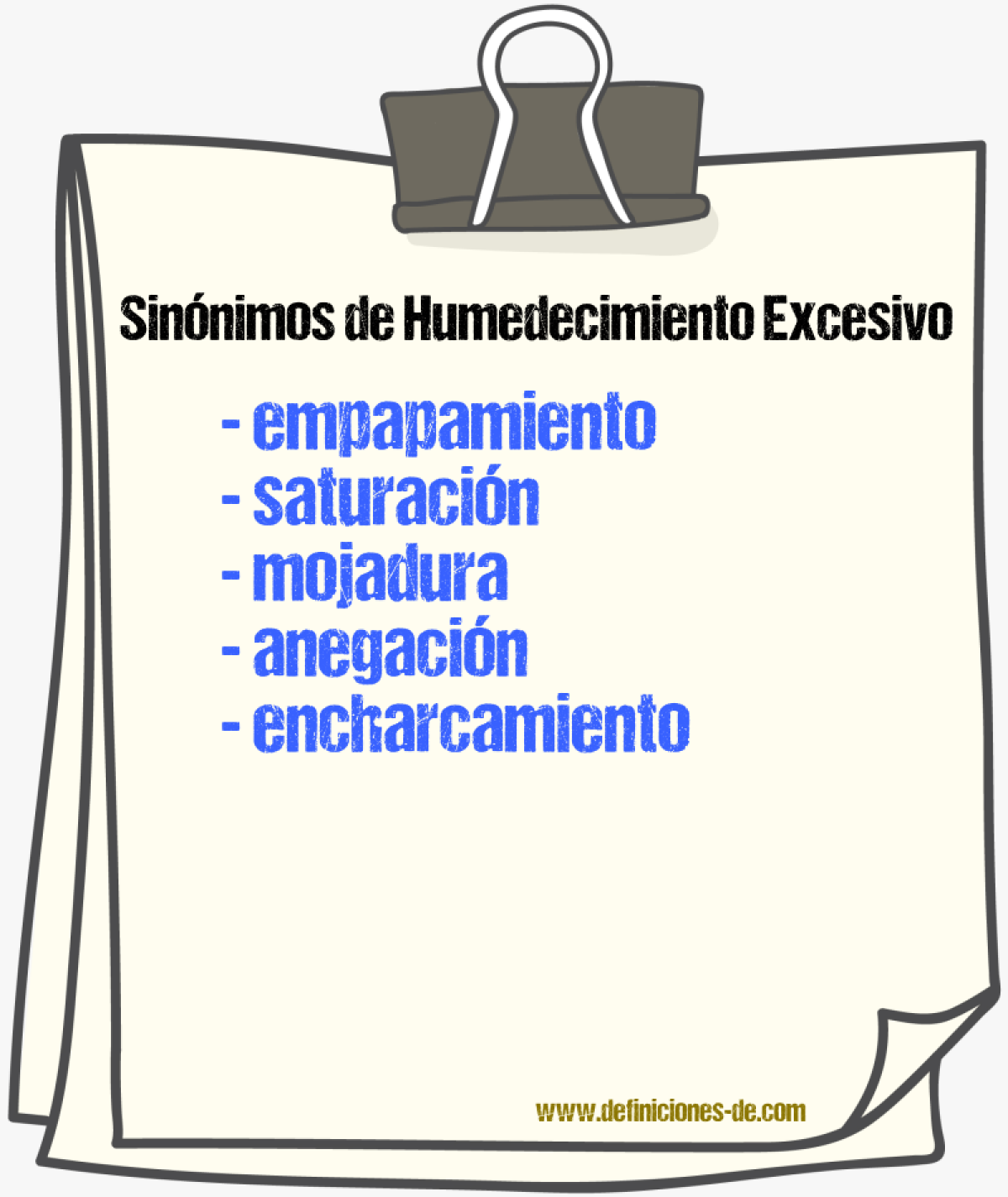 Sinónimos de humedecimiento excesivo