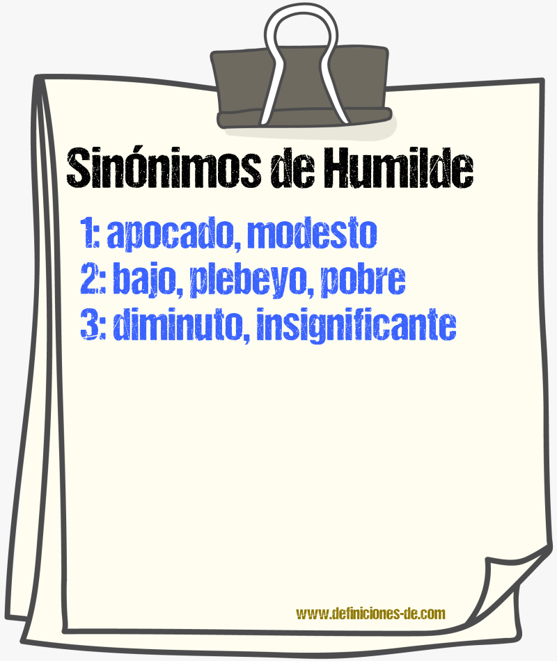 Sinónimos de humilde