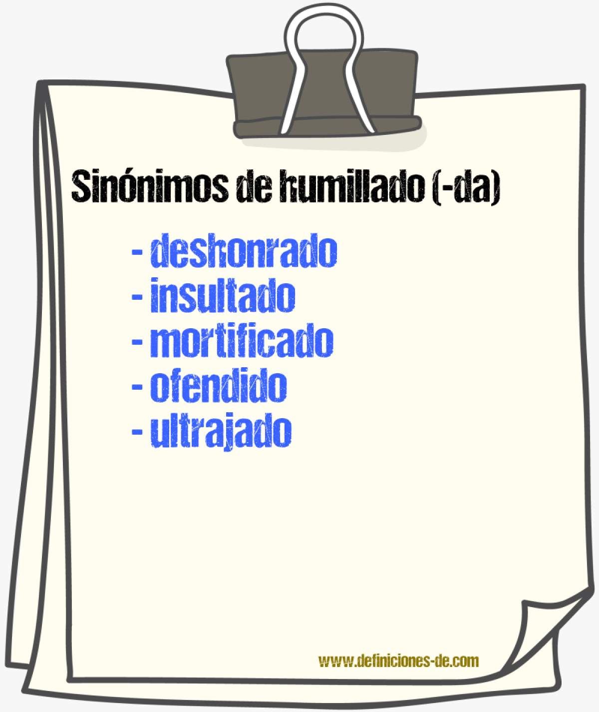 Sinnimos de humillado