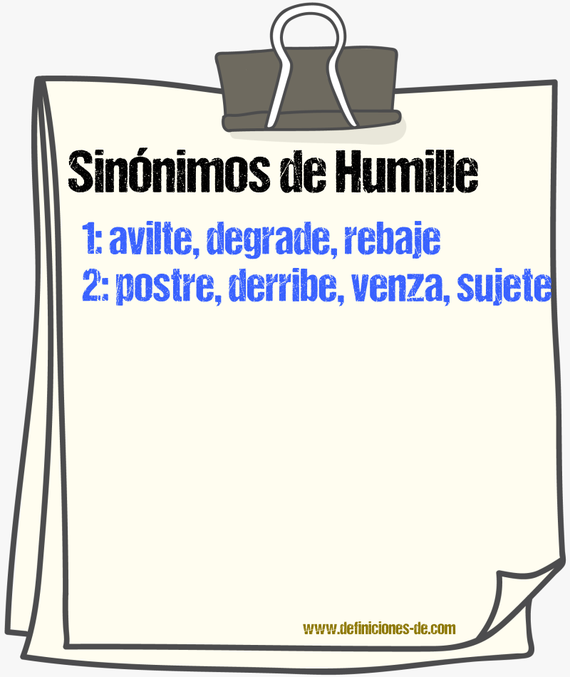 Sinónimos de humille