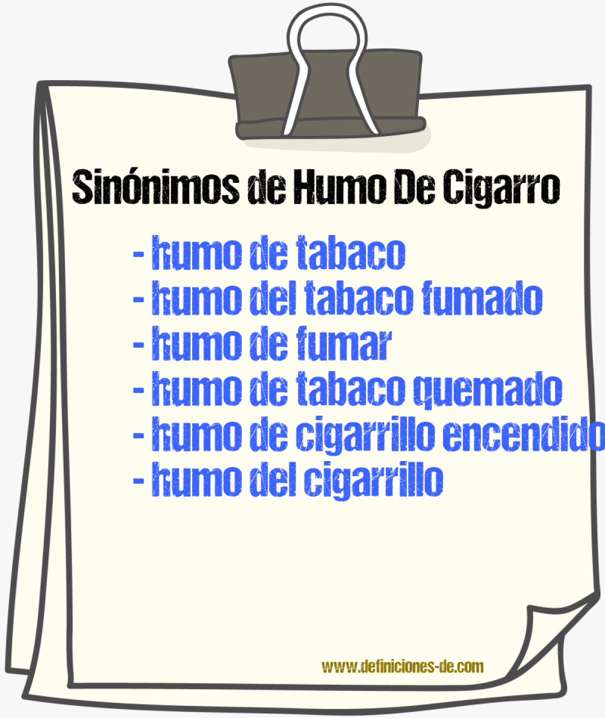 Sinónimos de humo de cigarro