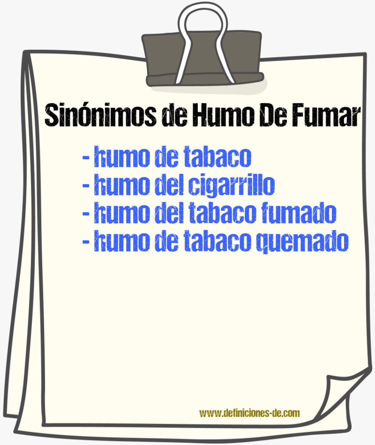Sinónimos de humo de fumar