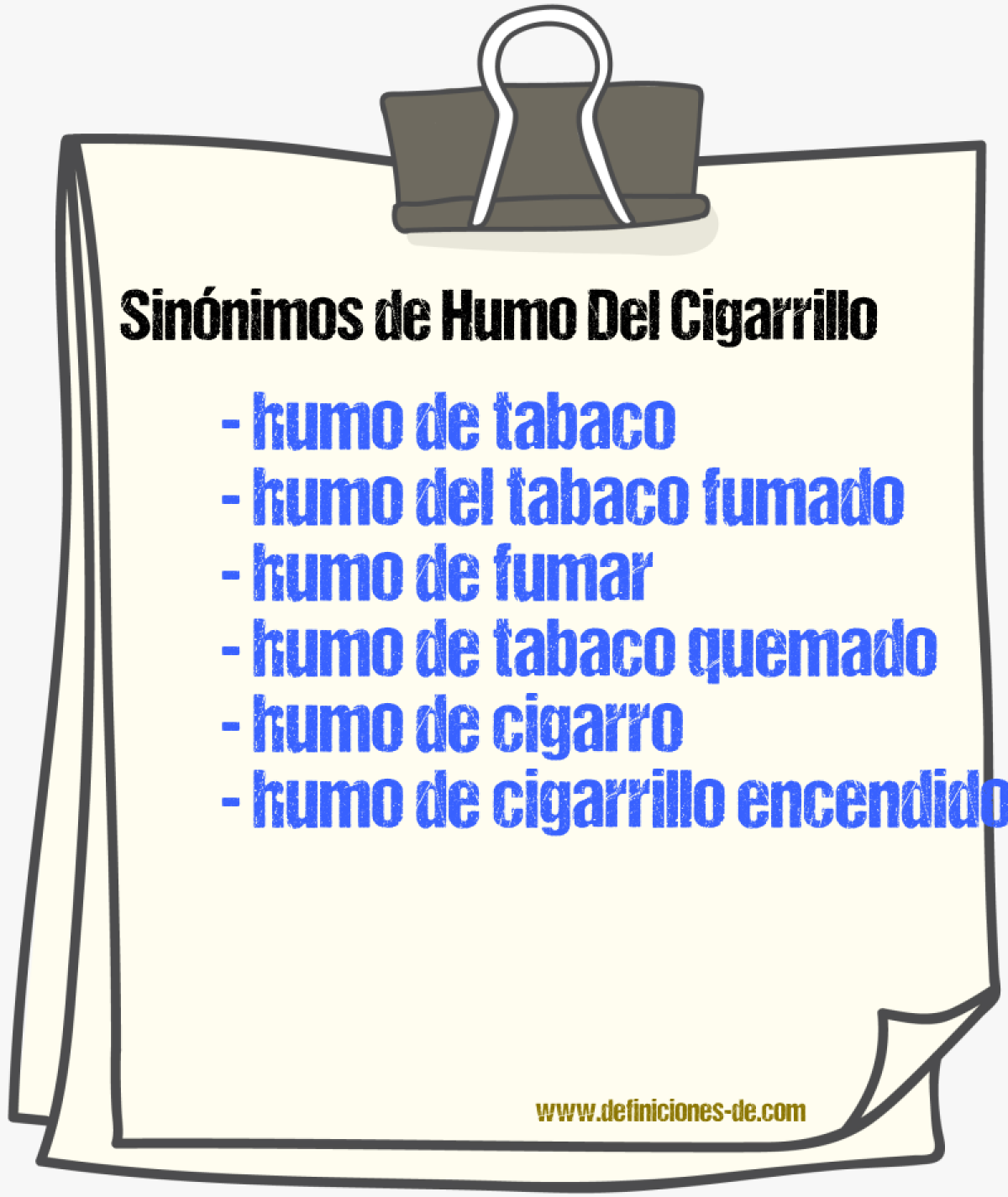 Sinónimos de humo del cigarrillo