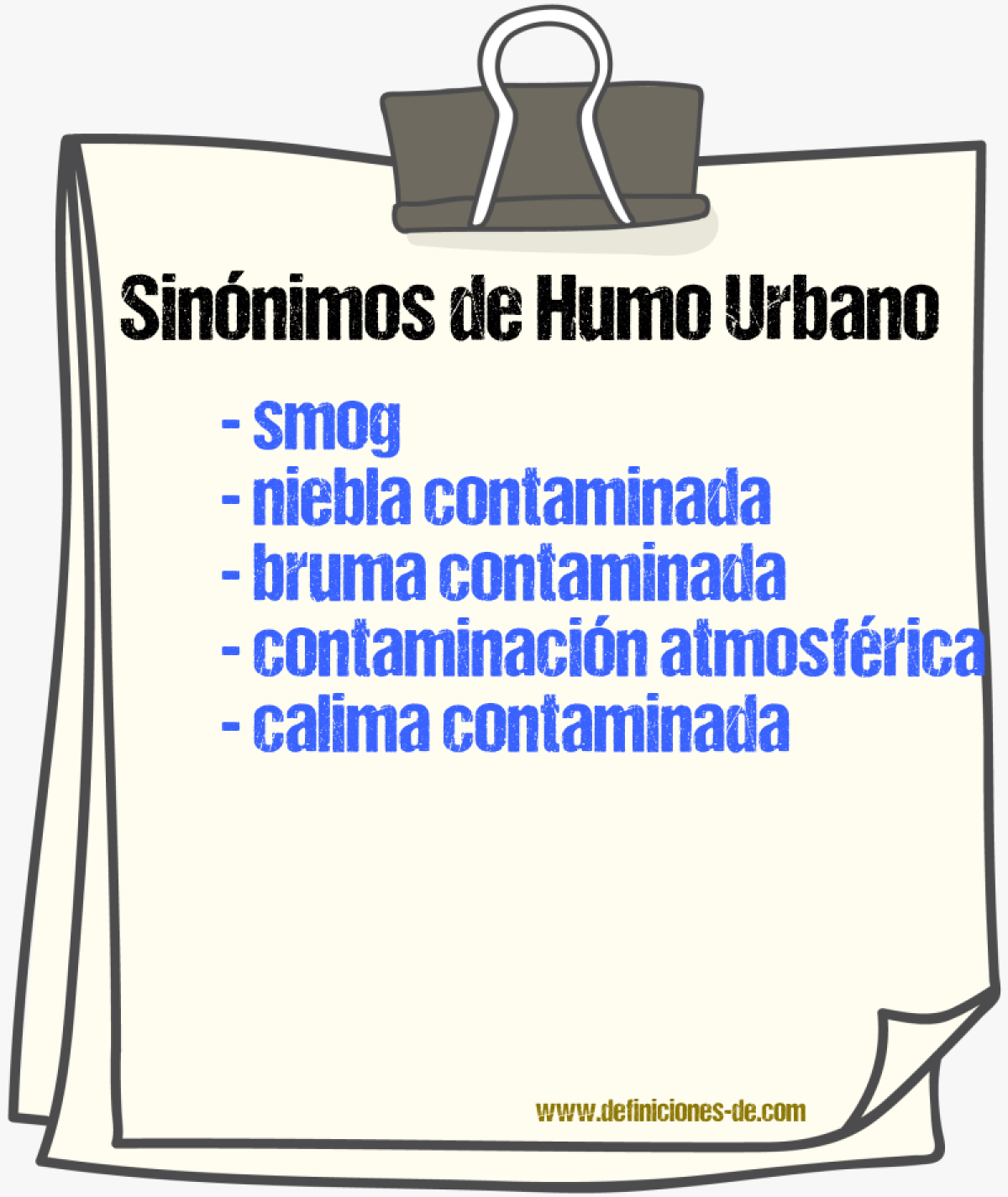 Sinónimos de humo urbano