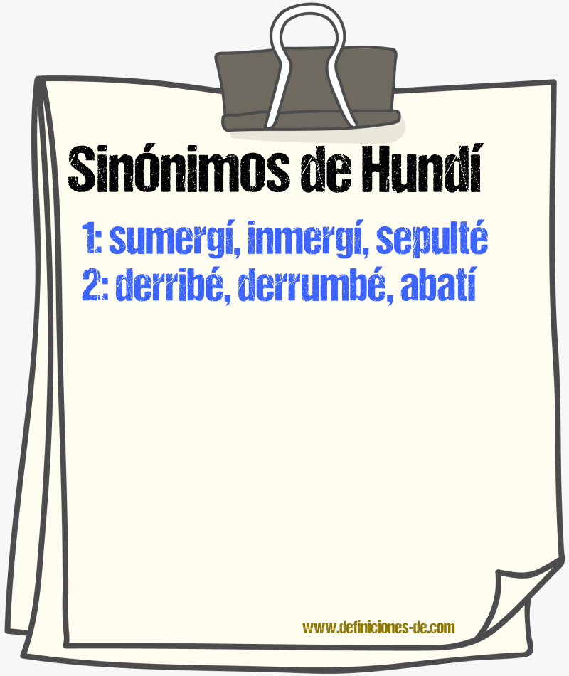 Sinónimos de hundí
